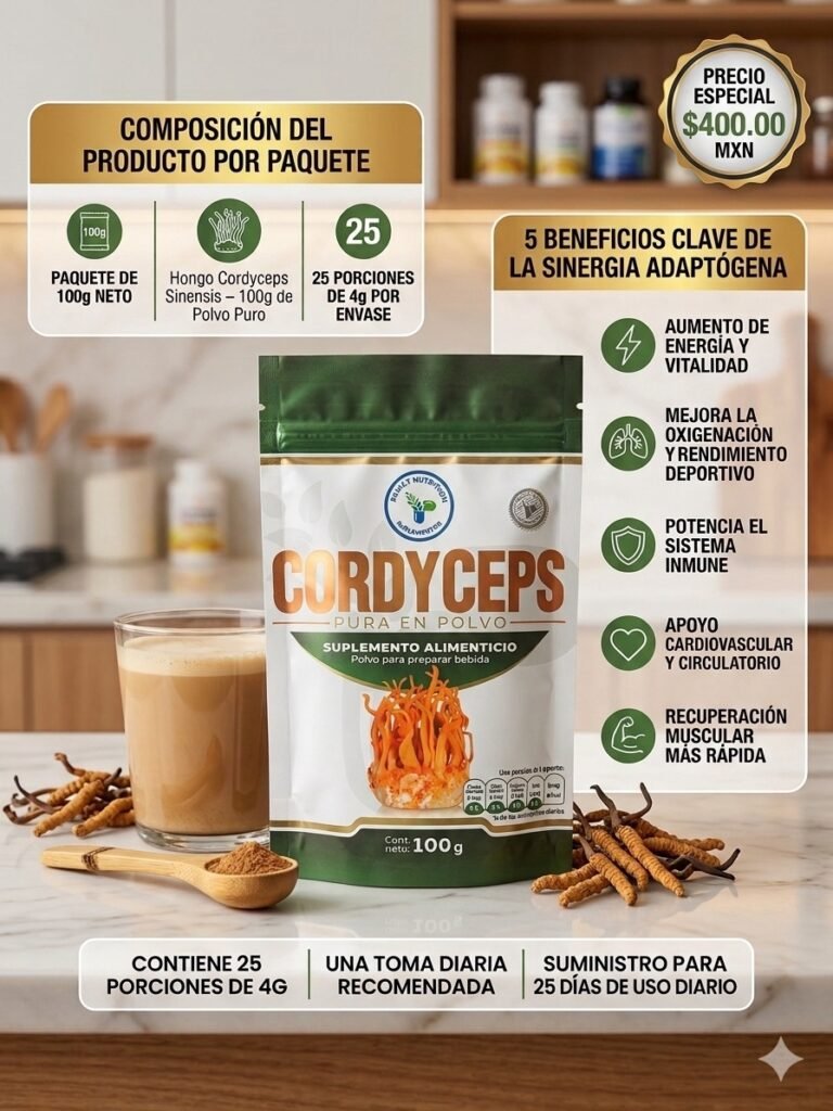 Hongo cordyceps en polvo