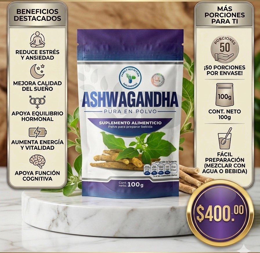 Ashwagandha pura en polvo